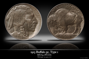 1913 Type 1 'Buffalo' Nickel, MS-64