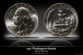 1950 MS-66 Washington Quarter