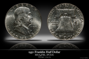 1950 MS-64FBL Franklin Half Dollar