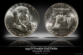 1953-D MS-64FBL Franklin Half Dollar