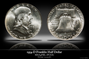 1954-D MS-64FBL Franklin Half Dollar