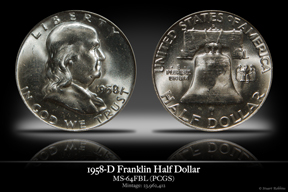 1958-D MS-64FBL Franklin Half Dollar
