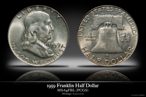 1959 MS-64FBL Franklin Half Dollar