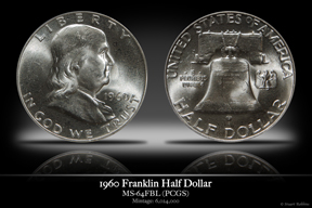 1960 MS-64FBL Franklin Half Dollar