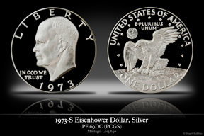 1973-S PR-69DC Silver Eisehower Dollar