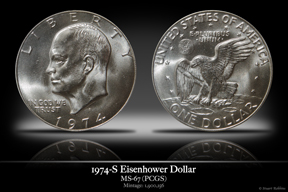 1974-S MS-67 Eisehower Dollar