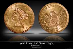 1901 Liberty Head Quarter Eagle, MS-62