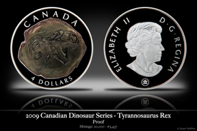 2009 Canadian Tyrannosaurus Rex 'Fossil' Coin