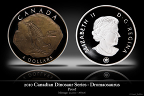 2010 Canadian Dromaeosaurus 'Fossil' Coin